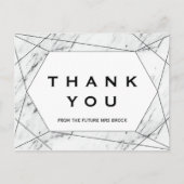 White and Black Geometric Marble Vielen Dank Postkarte (Vorderseite)