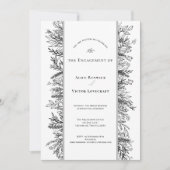 White and Black Green Wedding Engagement Party Einladung (Vorderseite)