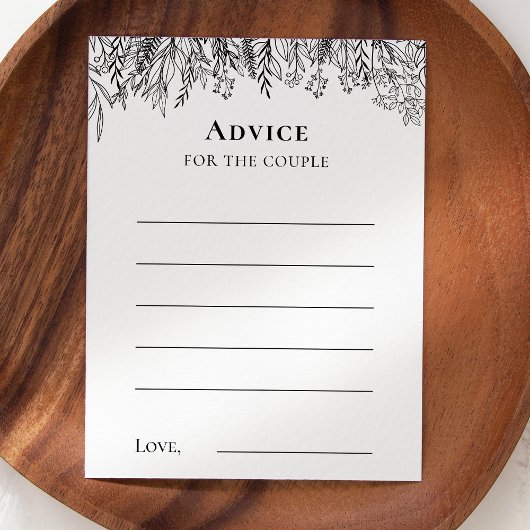 White and Black Greenerity Wedding Advice Card Hinweiskarte