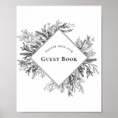 White and Black Greenerity Wedding Guest Book Sign Poster (Vorne)