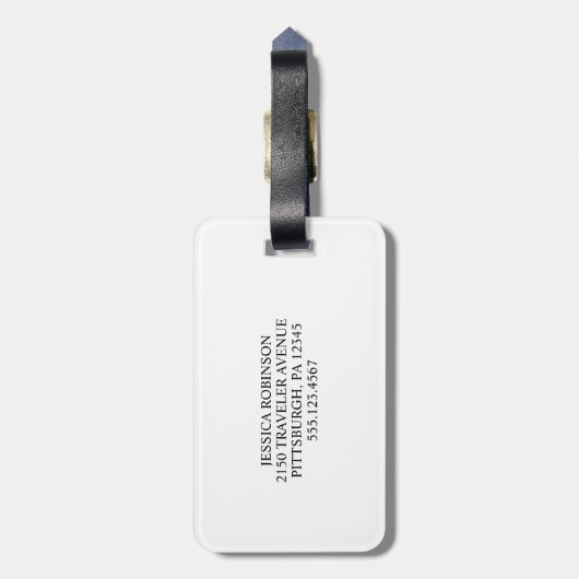 White and Black I Modern Monogram Gepäckanhänger (Rückseite vertikal)