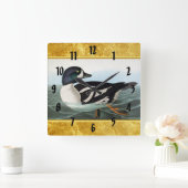 White and Black mallard ducks swimming in water Quadratische Wanduhr (Zuhause)