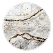 White and Black Marble Textures Abstract Keramikknauf (Vorderseite)