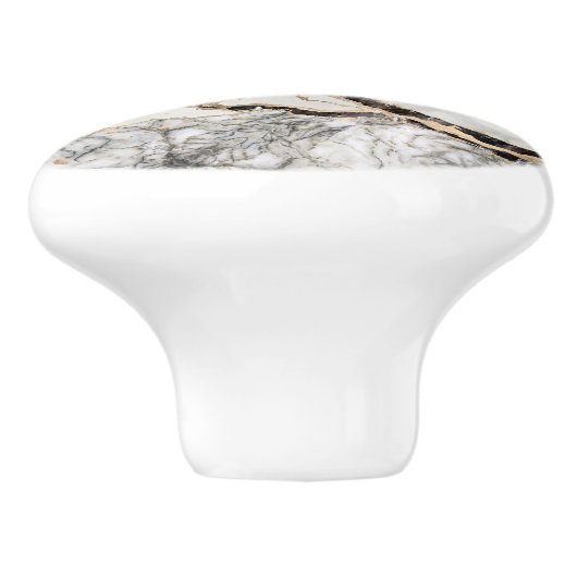 White and Black Marble Textures Abstract Keramikknauf (Seitenansicht)