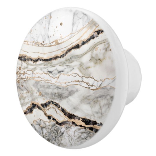 White and Black Marble Textures Abstract Keramikknauf (Rechts)