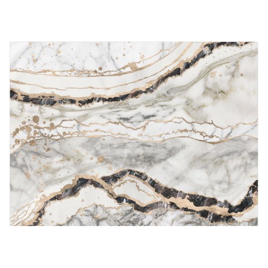 White and Black Marble Textures Abstract Tischdecke (Vorderseite (Horizontal))
