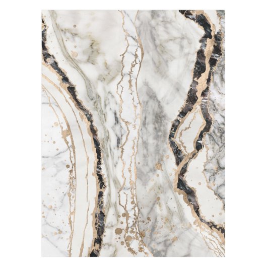 White and Black Marble Textures Abstract Tischdecke (Vorderseite)