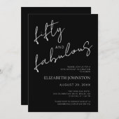 White and Black Minimal 50 and Fabulous Birthday Einladung (Vorne/Hinten)