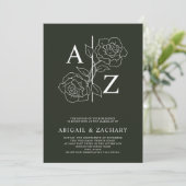 White and Black Minimal Monogram Wedding Einladung (Stehend Vorderseite)