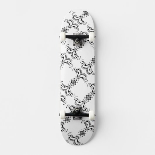 White and Black Mirrored Man HAMbWG Skateboard (Vorderseite)