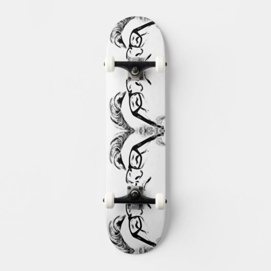 White and Black Mirrored Man HAMbWG Skateboard (Vorderseite)