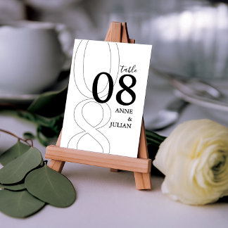 White and black Modern Wedding Table Number Card  Tischnummer