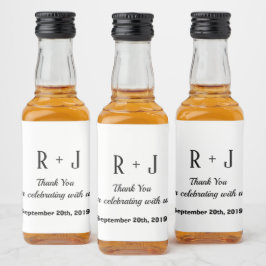 White and Black Monogram Vielen Dank für Ihre Hoch Alkoholflaschenetikett