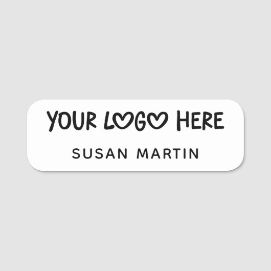 White and Black One Line Business Logo Namensschild (Vorderseite)