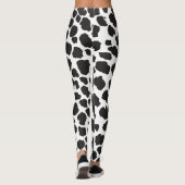 White And Black Spots Pattern Safari Leopard Print Leggings (Rückseite)