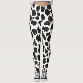 White And Black Spots Pattern Safari Leopard Print Leggings (Vorderseite)