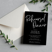 White and Black Wedding Rehearsal Dinner Einladung
