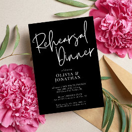 White and Black Wedding Rehearsal Dinner Einladung