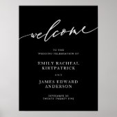 White and Black Welcome Calligraphy Simple Wedding Poster (Vorne)