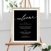 White and Black Welcome Calligraphy Simple Wedding Poster