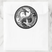 White and Black Yin Yang Dragons Runder Aufkleber (Tasche)
