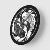 White and Black Yin Yang Koi Fish Runde Wanduhr (Winkel)