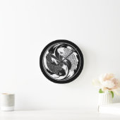White and Black Yin Yang Koi Fish Runde Wanduhr (Zuhause)