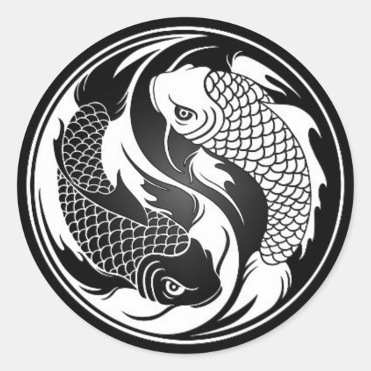 White and Black Yin Yang Koi Fish Runder Aufkleber (Vorderseite)