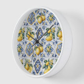 White and Blue Amalfi Tiles Lemons Italien Uhr (Winkel)
