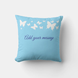 White and Blue Butterfly Personalised Cushion Gift Kissen
