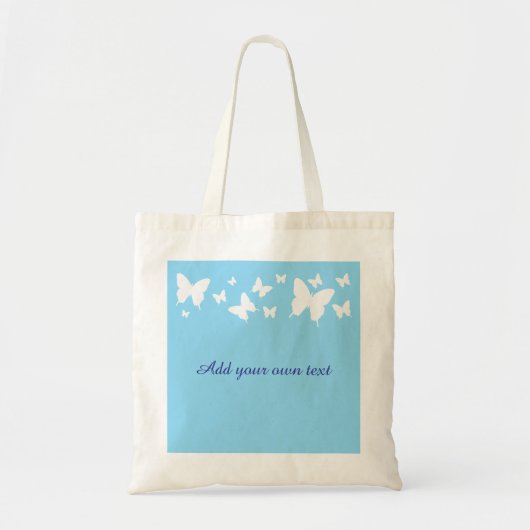 White and Blue Butterfly Tote Bag Wedding Favour  Tragetasche (Vorne)