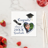 White and Blue Class of 2025 Foto Abschluss Serviette (Beispiel)