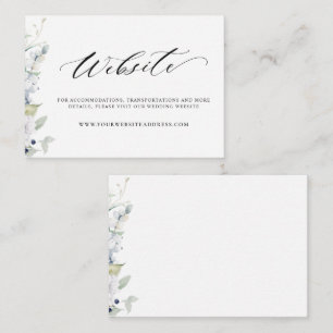 White and Blue Floral Chic Wedding Website White Begleitkarte