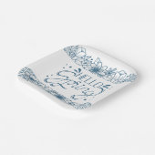 White and Blue Hello Spring Paper Plate Pappteller (Gewinkelt)
