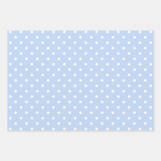 White and Blue Pastel Polka Dot Mix Geschenkpapier Set (Vorderseite)