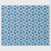 White and Blue Pattern Wrapping Paper Geschenkpapier (Flach)