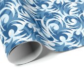 White and Blue Pattern Wrapping Paper Geschenkpapier (Rolleneckpunkt)