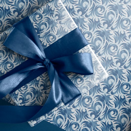 White and Blue Pattern Wrapping Paper Geschenkpapier