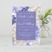 White and Blue Peony Florals Hochzeitsempfehlung Save The Date (Stehend Vorderseite)