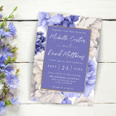 White and Blue Peony Florals Hochzeitsempfehlung Save The Date