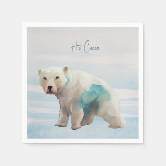 White and Blue Polar Bear Weihnachtsbuch Napkin Serviette (Vorderseite)