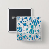 White and Blue Polka Dot Zebra Button (Vorne & Hinten)