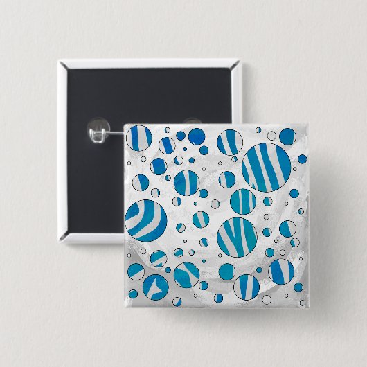 White and Blue Polka Dot Zebra Button (Vorne & Hinten)