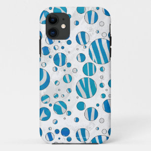 White and Blue Polka Dot Zebra iPhone 11 Hülle