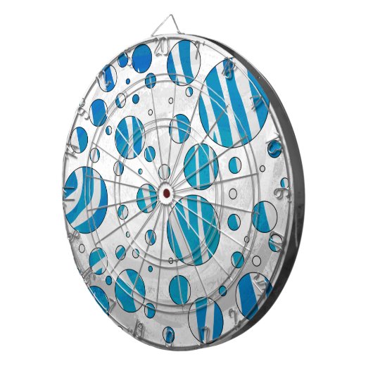 White and Blue Polka Dot Zebra Dartscheibe (Vorderseite rechts)
