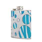 White and Blue Polka Dot Zebra Flachmann (Links)