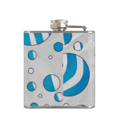 White and Blue Polka Dot Zebra Flachmann (Rückseite)