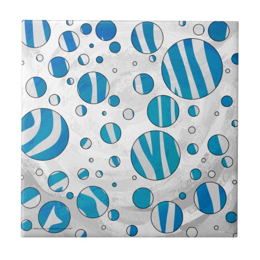 White and Blue Polka Dot Zebra Fliese (Vorderseite)