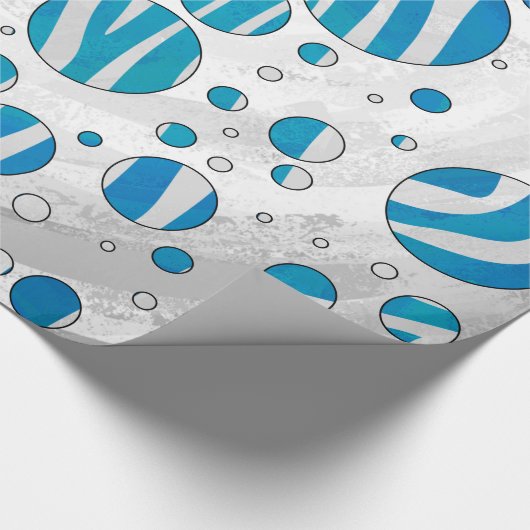 White and Blue Polka Dot Zebra Geschenkpapier (Ecke)