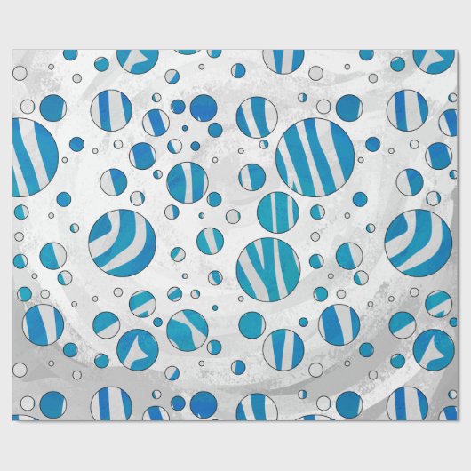 White and Blue Polka Dot Zebra Geschenkpapier (Flach)